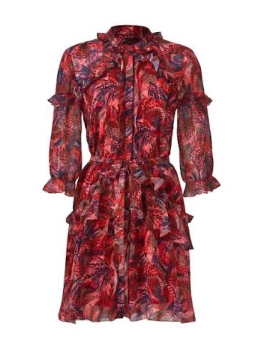 SALONI Red Feather Tilly Ruffle Dress - size 4